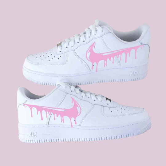 nike air force 1 custom drip rose baskets custom femme sneakers personnalisées sneakeaze